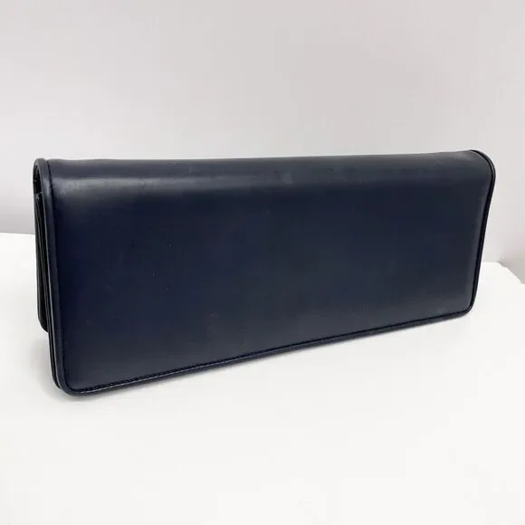 Vintage Salvatore Ferragamo Leather‎ Shoulder Bag or Clutch Navy Blue Rectangle - Picture 5 of 15